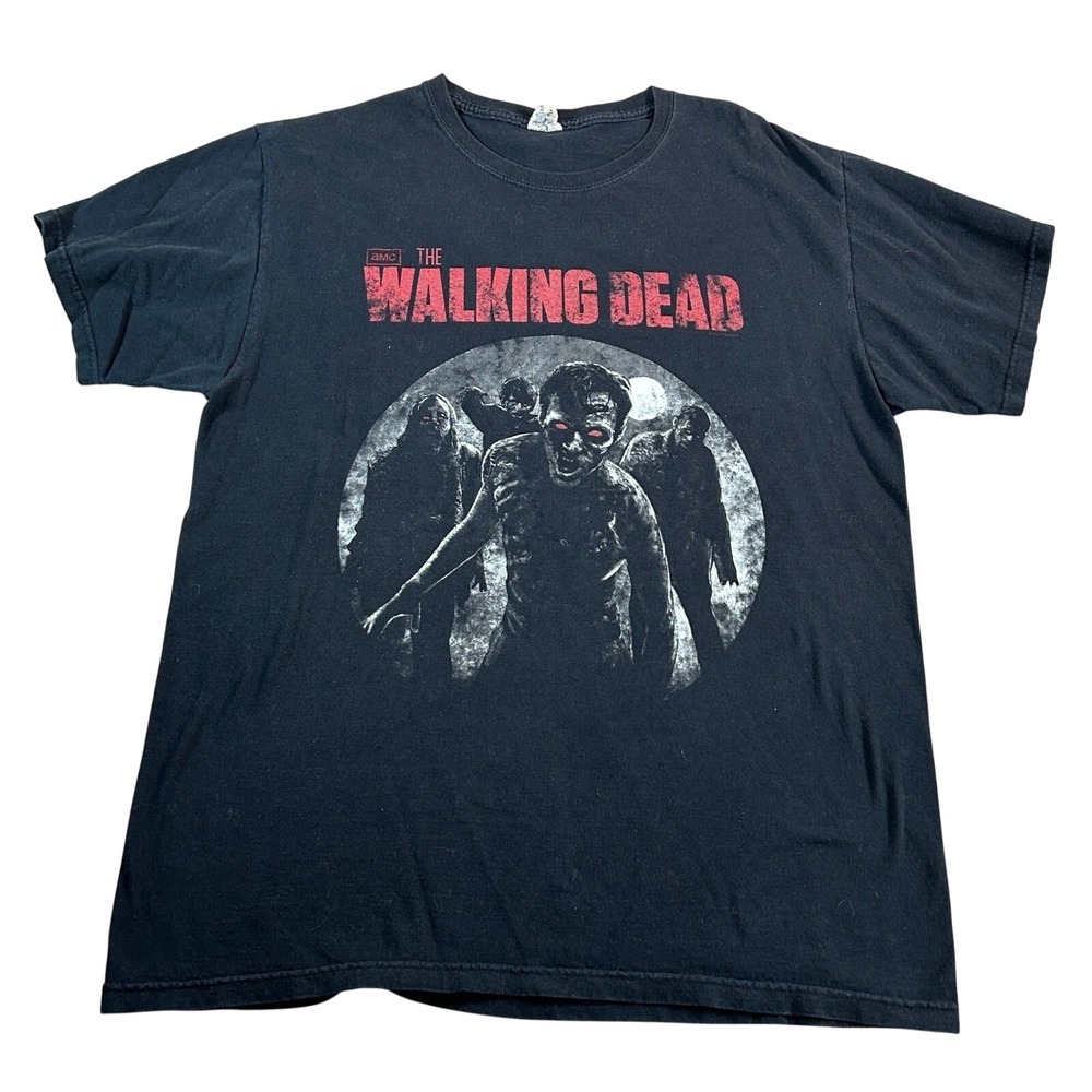 The Walking Dead AMC Zombie Graphic T-Shirt Mens Large Black Short Sleeve Tee